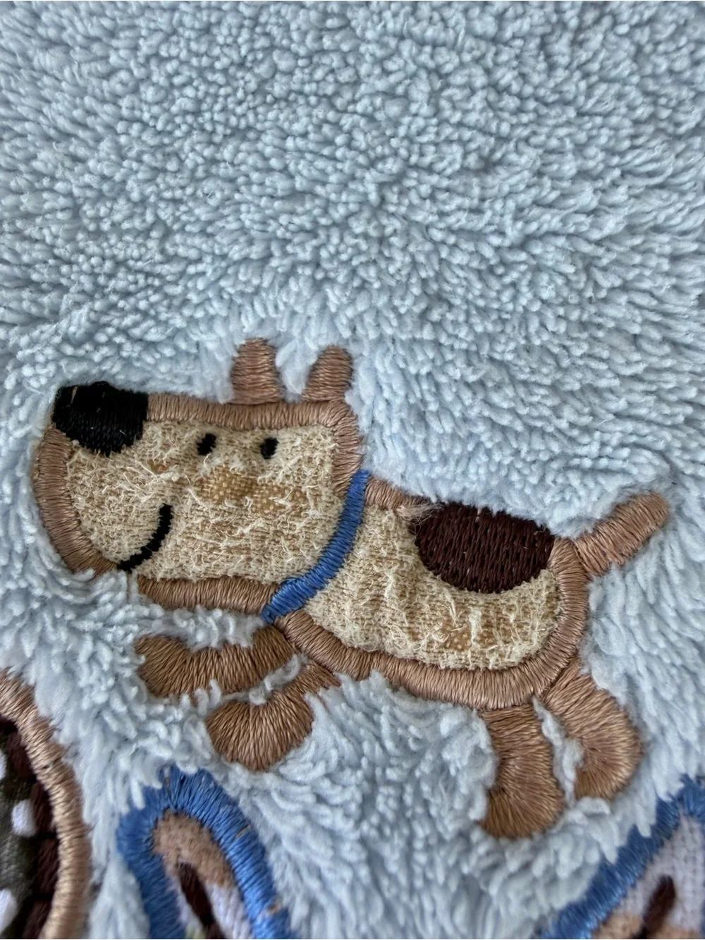 Y2K Carter’s Baby Puppy Embroidered Plush Security Blanket Blue Brown 37x60 GUC